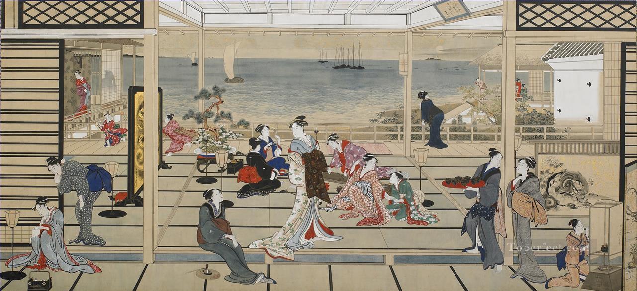 moonlight revelry at dozo sagami Kitagawa Utamaro Japanese Oil Paintings